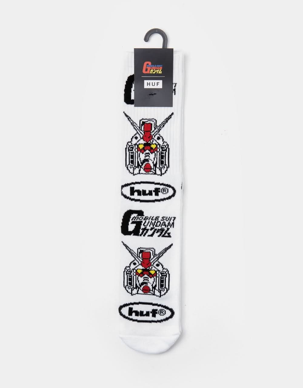 HUF x Mobile Suit Gundam Stacked EXCLUSIVE Crew Socks - White