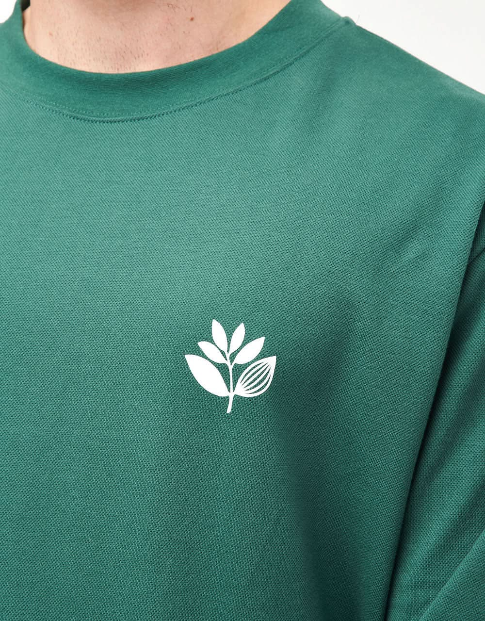 Magenta Plant Piqué L/S T-Shirt - Green