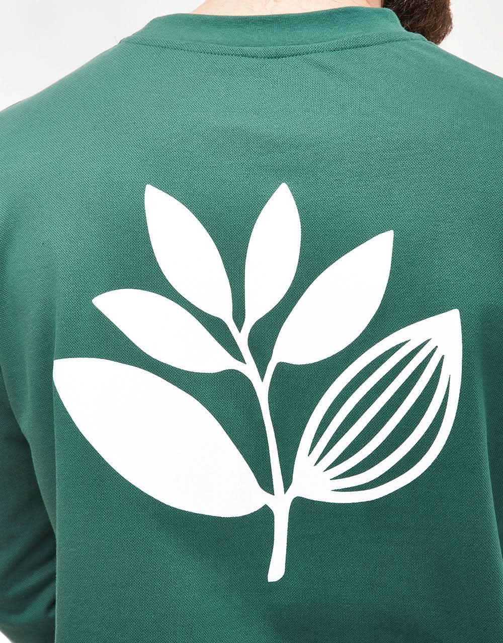 Magenta Plant Piqué L/S T-Shirt - Green