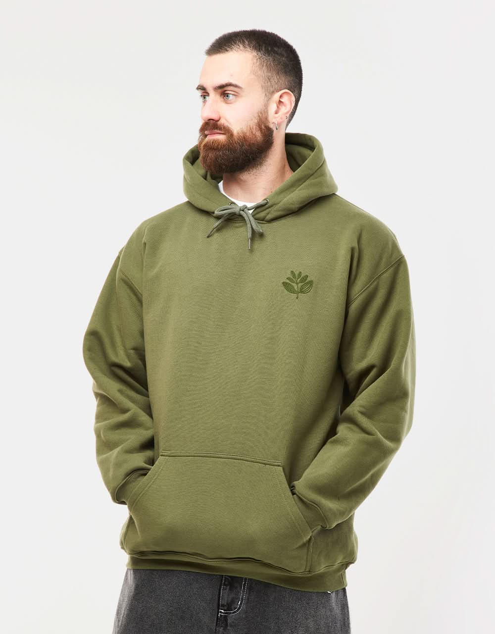 Magenta Embro Pullover Hoodie - Khaki