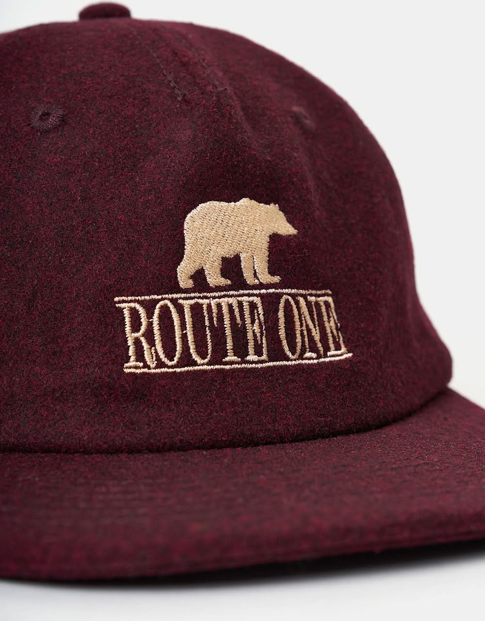 Route One Bear Melton Cap-Burgund