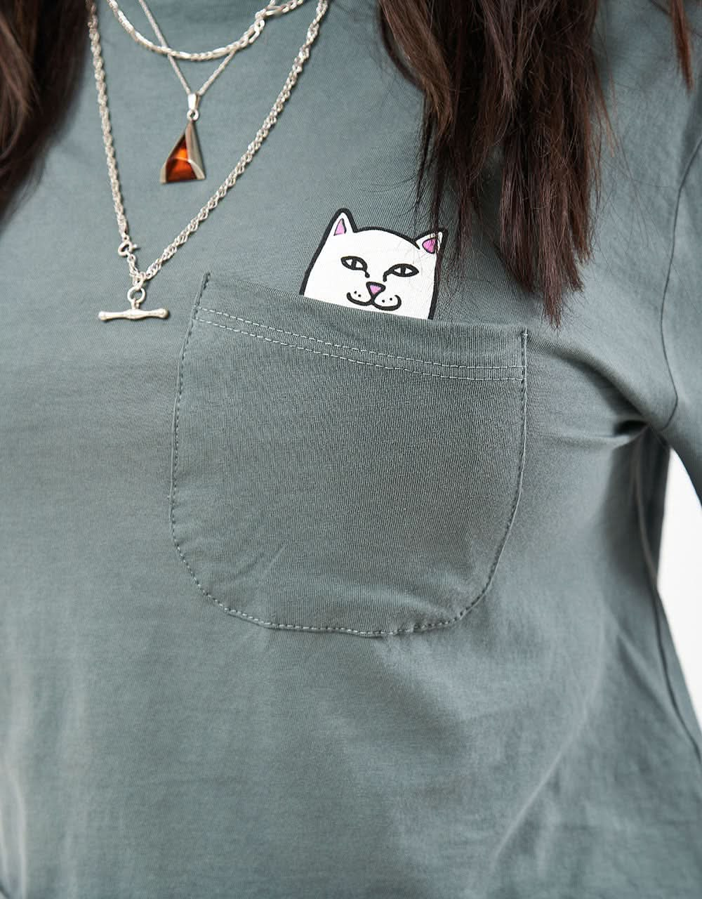 RIPNDIP Womens Lord Nermal Cropped Pocket Long Sleeve  - Charcoal