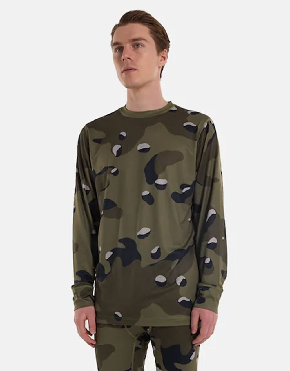 Burton Midweight Base Layer Crewneck Top - Forest Moss Cookie Camo