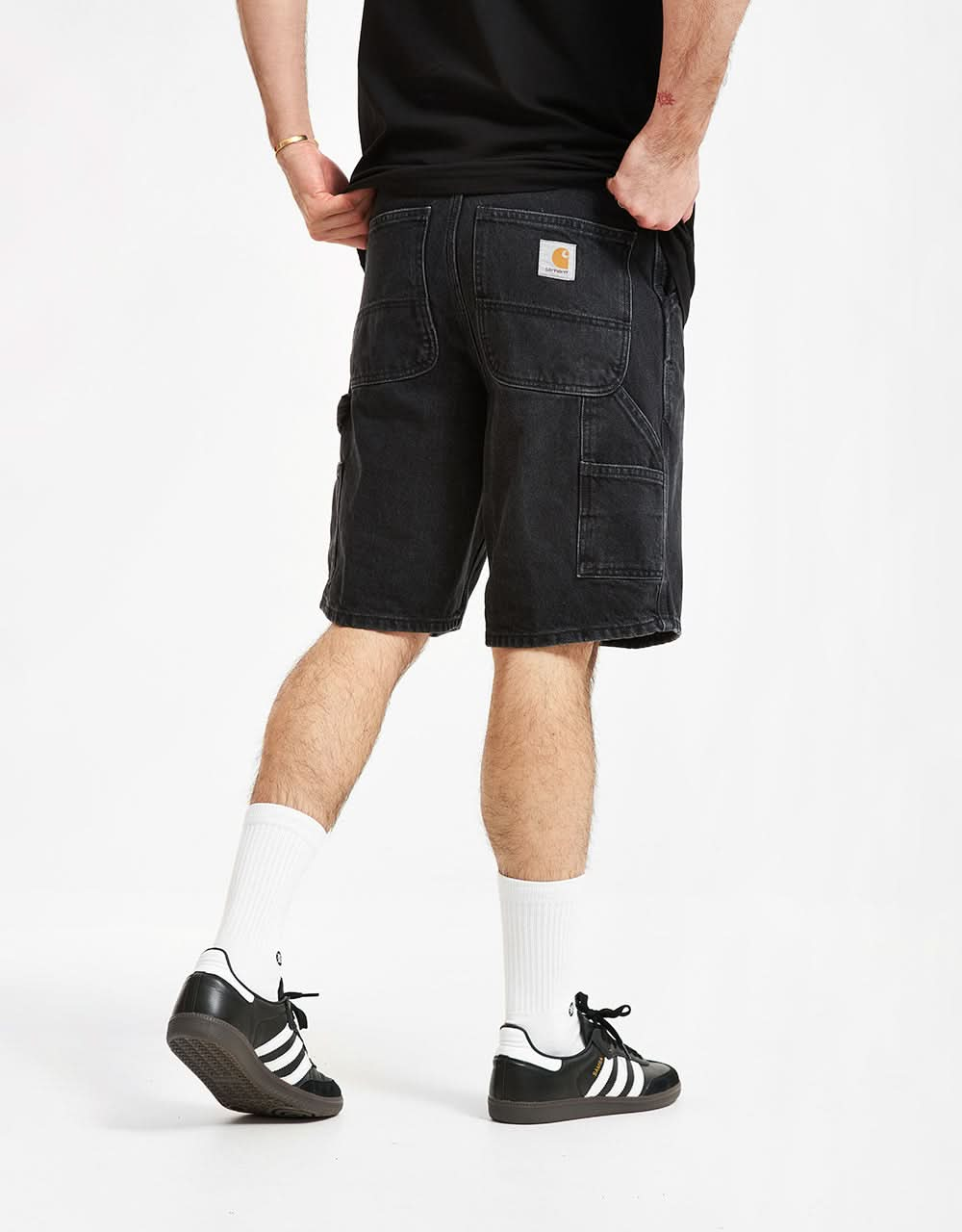 Carhartt WIP Single Knee Short - Black (Stone Washed)