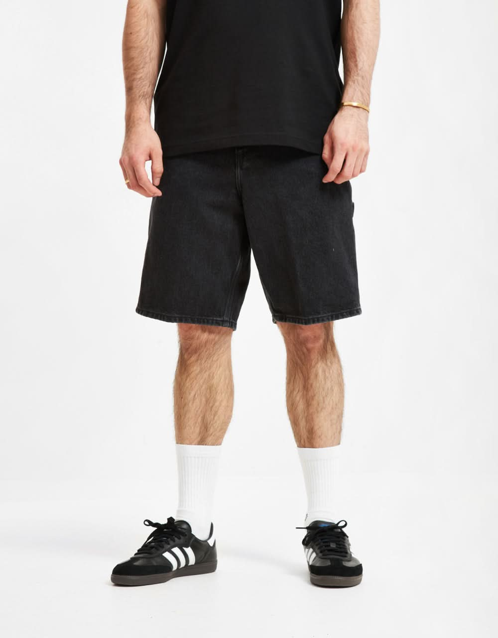 Carhartt WIP Single Knee Short - Black (Stone Washed)