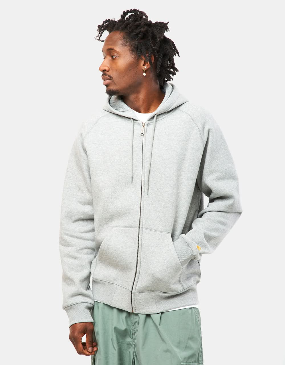 Carhartt WIP Hooded Chase Jacket - Grey Heather/Gold