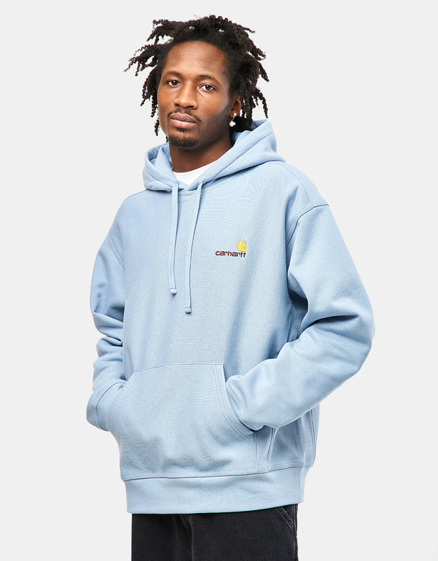 Carhartt WIP Hooded American Script Sweatshirt - Frosted Blue