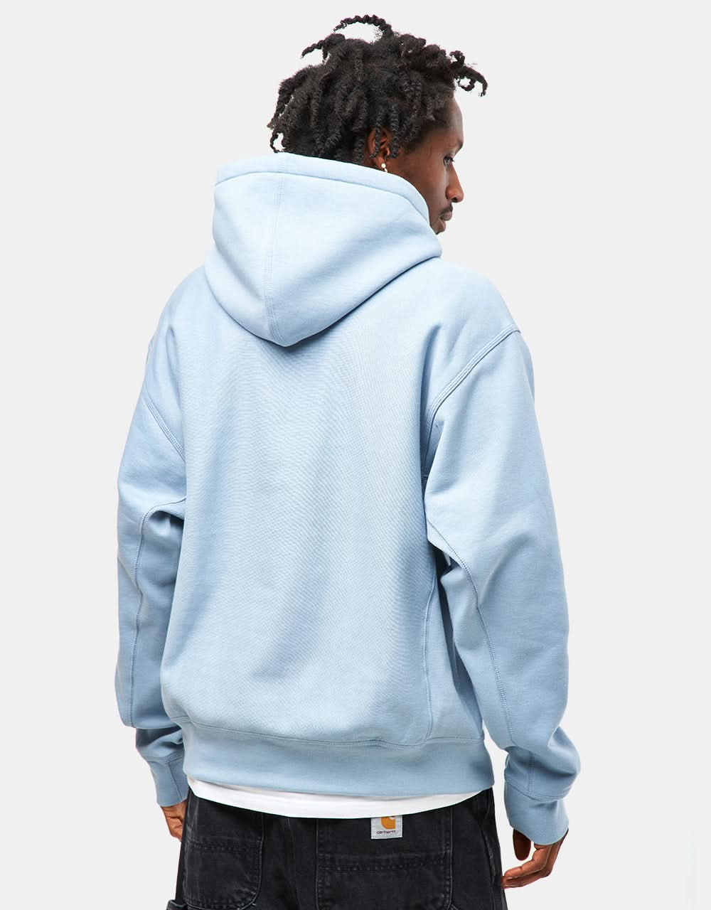 Carhartt WIP Hooded American Script Sweatshirt - Frosted Blue