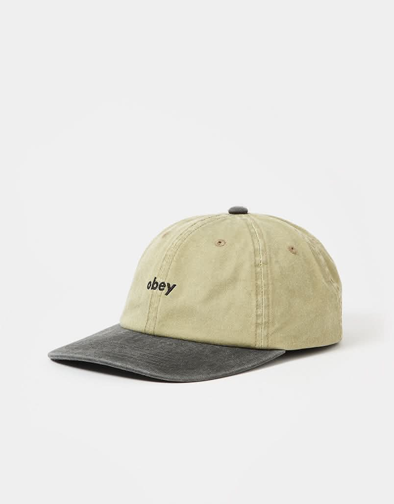 Obey Pigment 2 Tone Lowercase 6 Panel Strapback Cap - Pigment Khaki Multi