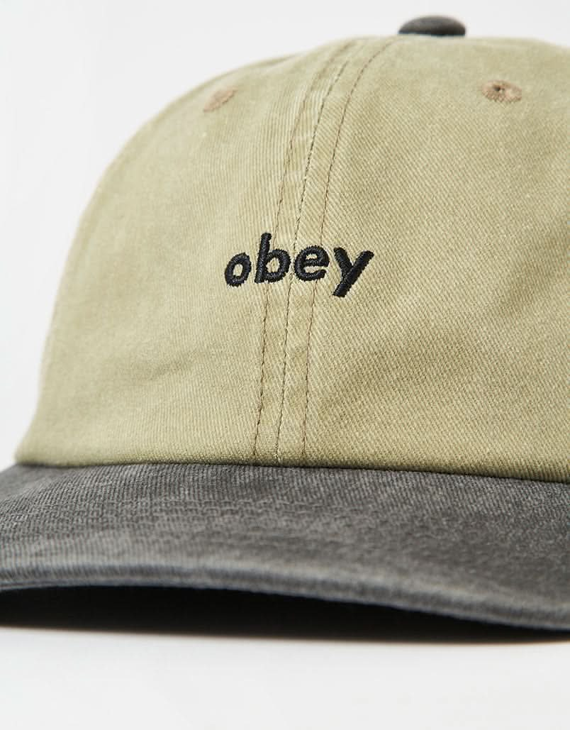 Obey Pigment 2 Tone Lowercase 6 Panel Strapback Cap - Pigment Khaki Multi