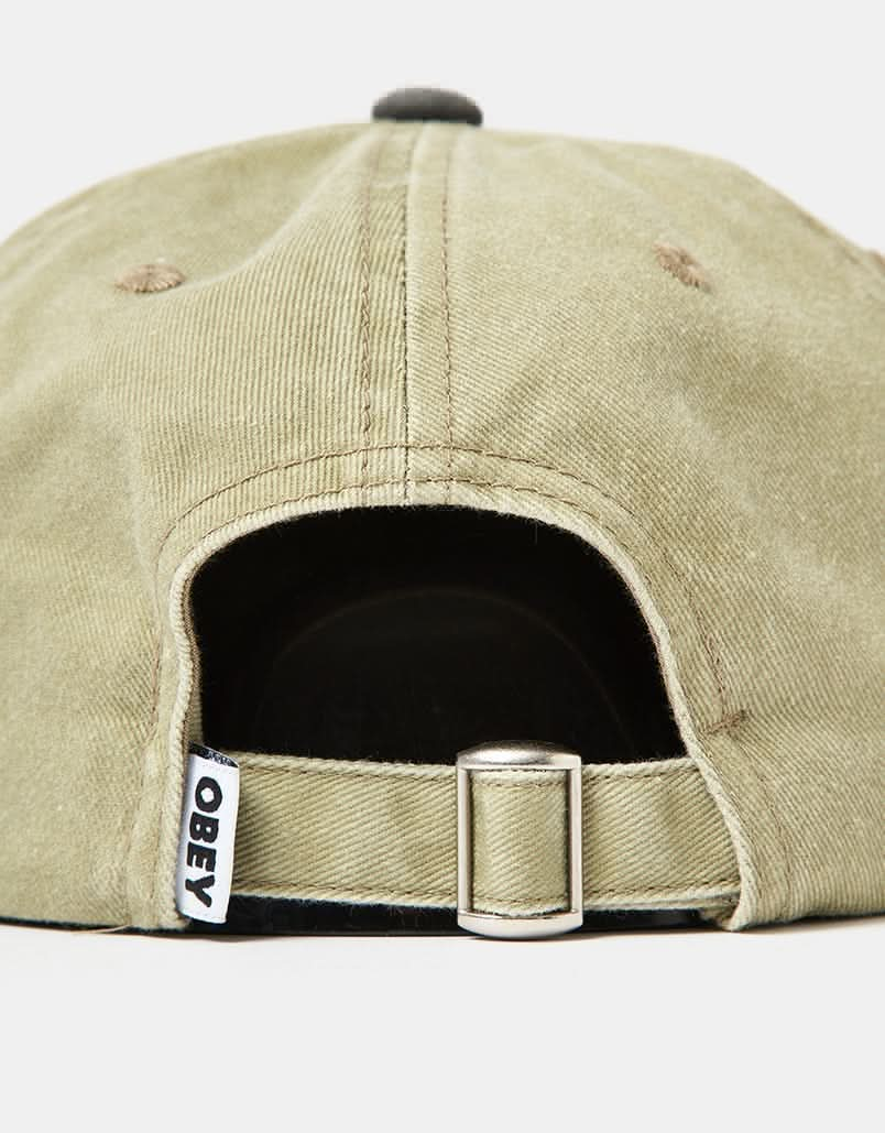 Obey Pigment 2 Tone Lowercase 6 Panel Strapback Cap - Pigment Khaki Multi