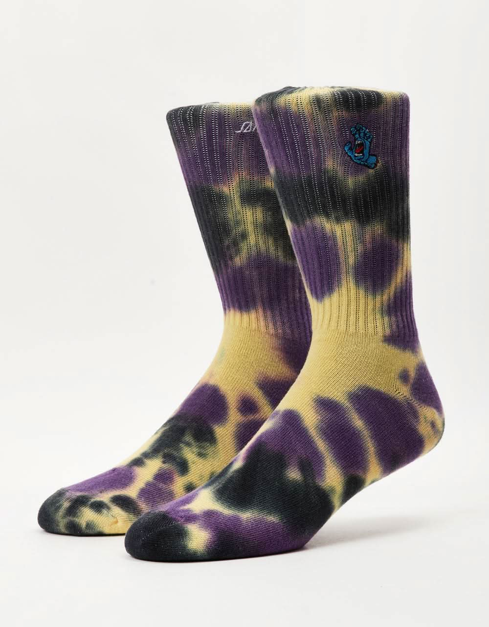 Santa Cruz Screaming Mini Hand Socks - Purple/Yellow/Black Tie Dye