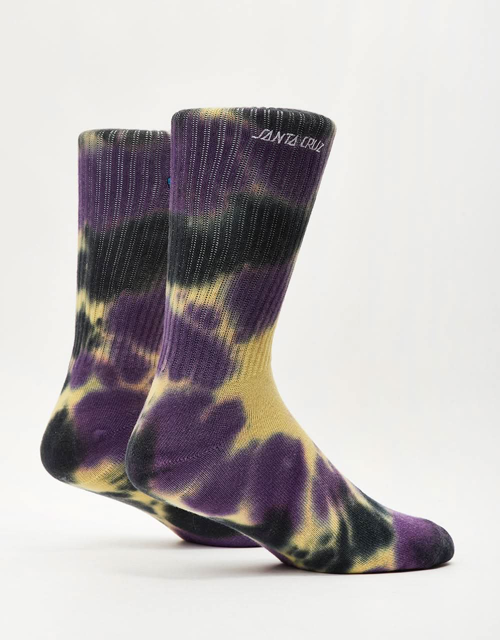 Santa Cruz Screaming Mini Hand Socks - Purple/Yellow/Black Tie Dye