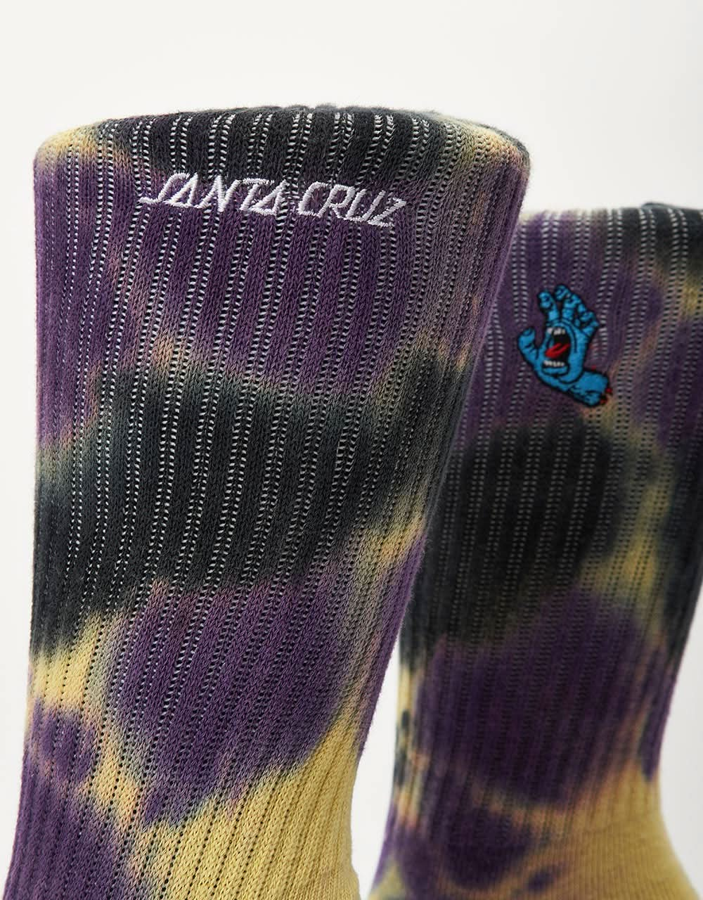 Santa Cruz Screaming Mini Hand Socks - Purple/Yellow/Black Tie Dye