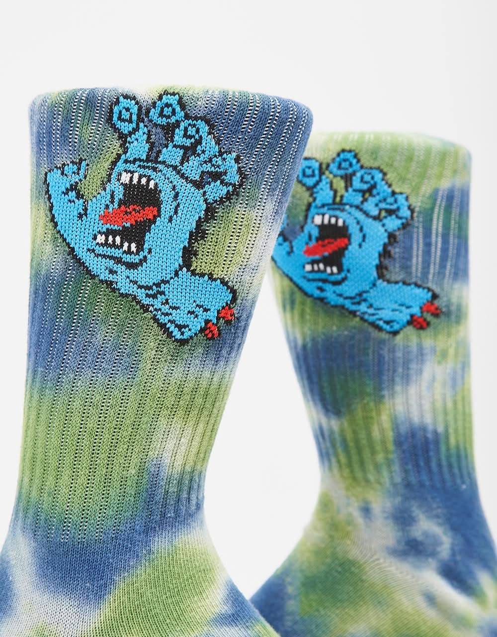 Chaussettes Santa Cruz Screaming Hand Tie Dye - Gris clair/Pomme/Bleu Tie Dye