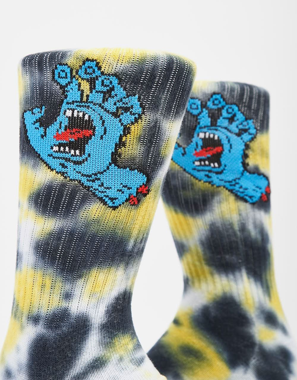 Santa Cruz Screaming Hand Tie Dye Socken – Weiß/Gelb/Lila Tie Dye