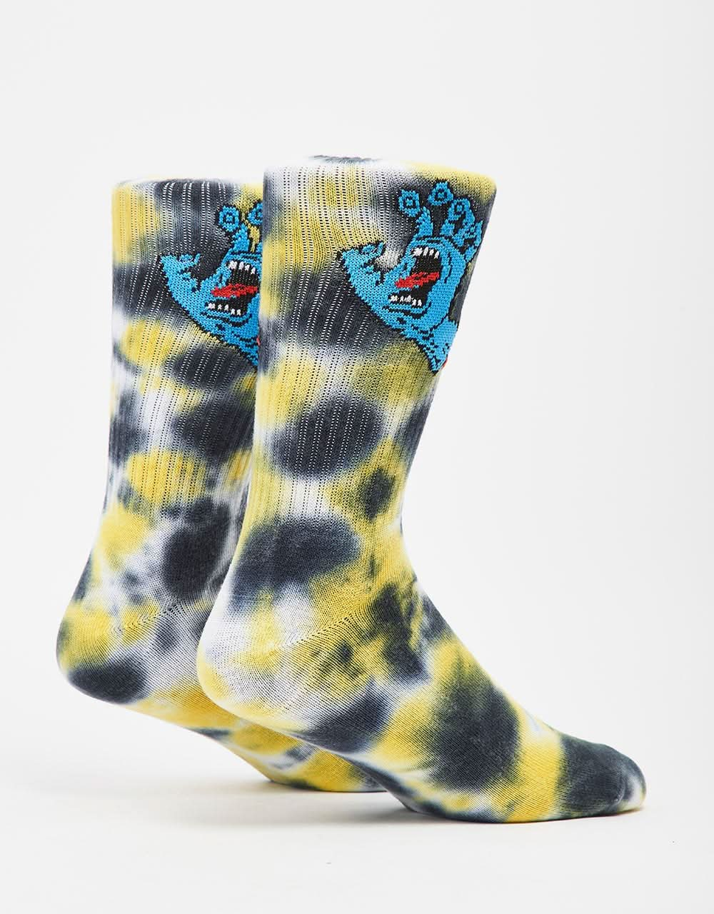 Calcetines Santa Cruz Screaming Hand Tie Dye - Blanco/Amarillo/Púrpura Tie Dye