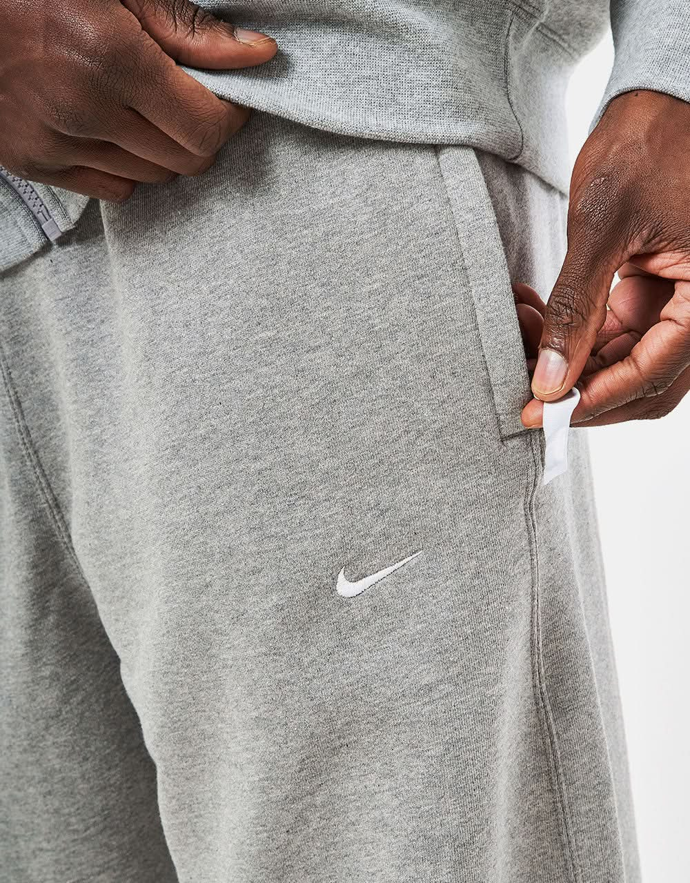 Pantalones deportivos Nike Solo Swoosh (recto) - Gris jaspeado oscuro jaspeado/Blanco