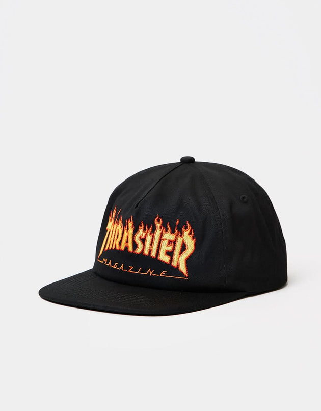 Casquette Snapback Brodée Thrasher Flame - Noir