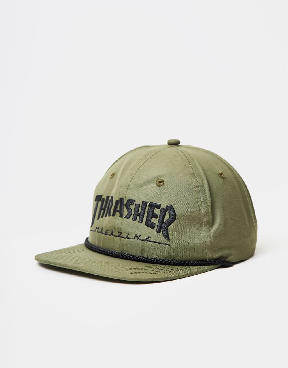 Thrasher Rope Snapback Cap - Olive/Black