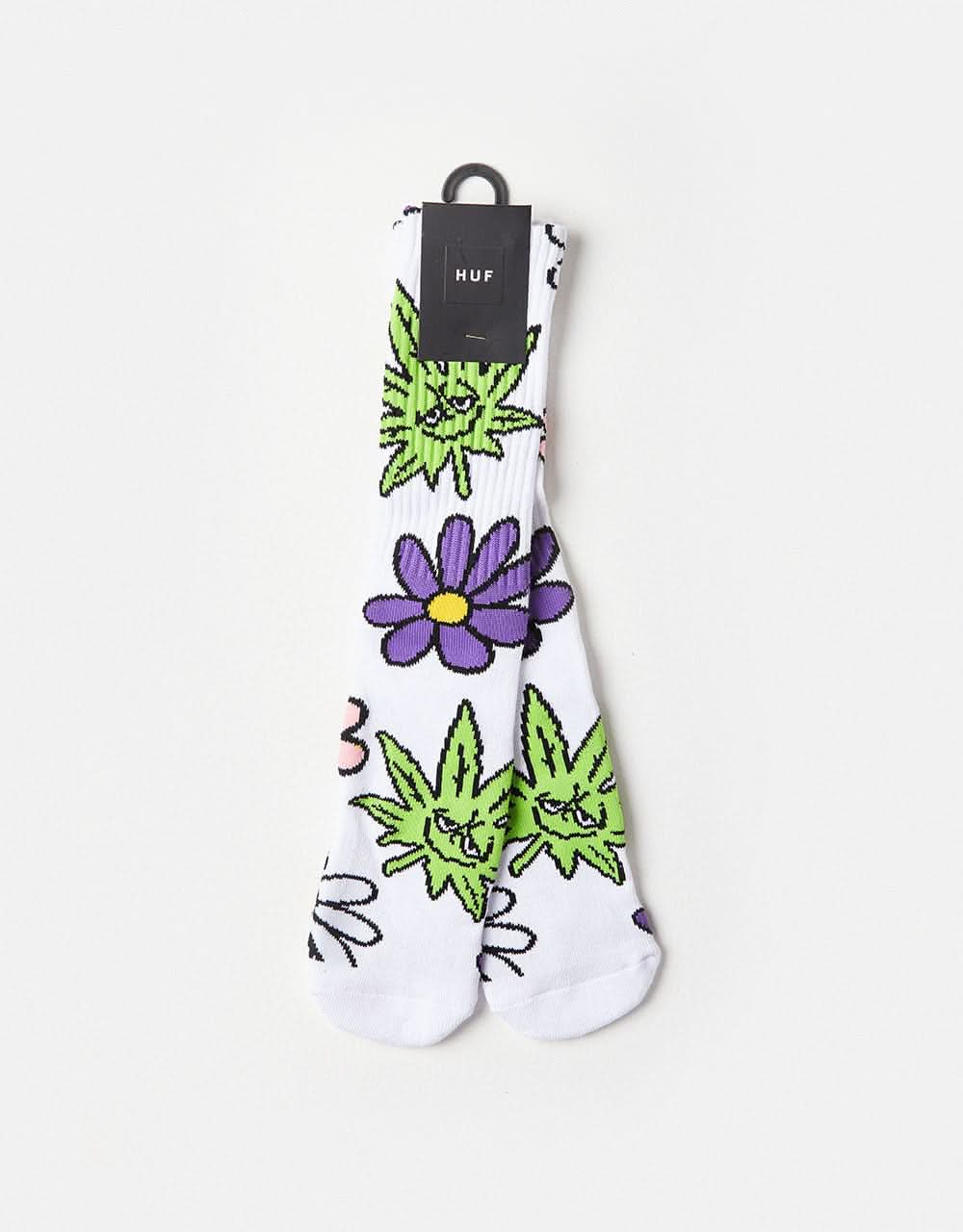 HUF Green Buddy Blossom Socks - White