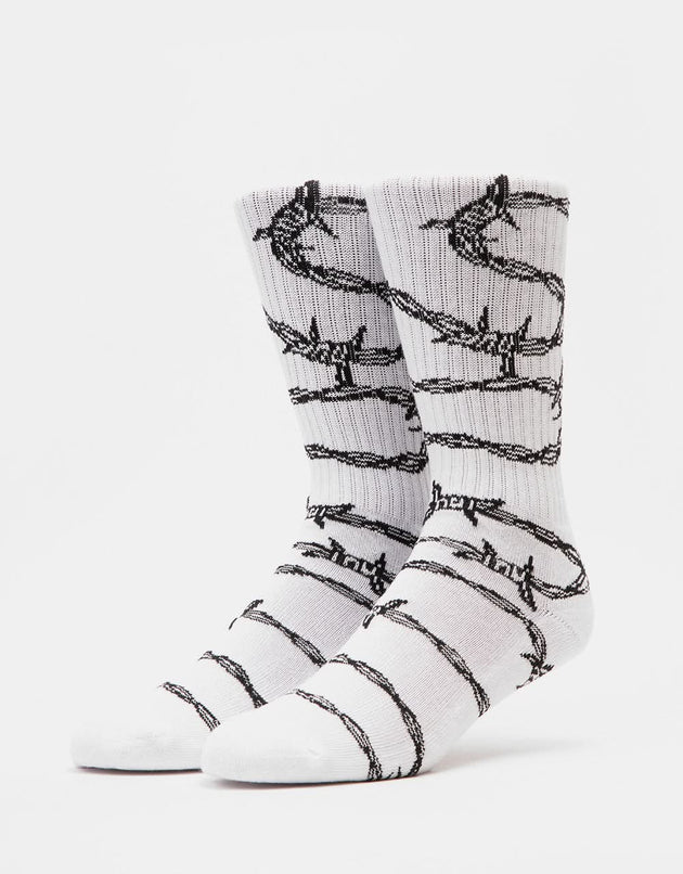 HUF Barbed Wire Crew Socks - White