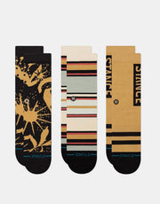 Stance Dunes 3 Pack Crew Socks - Black/Brown