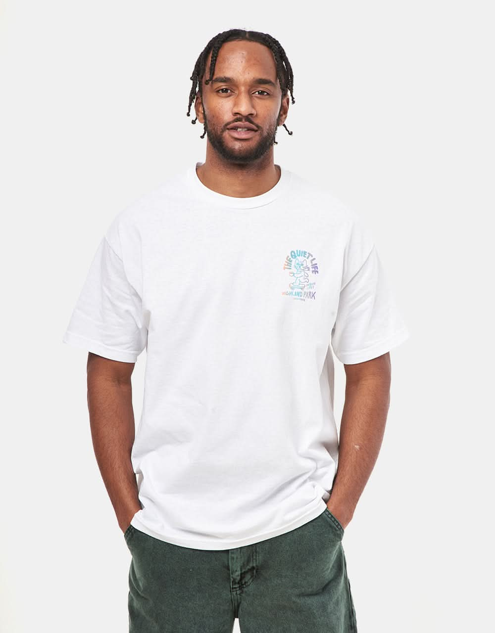 The Quiet Life Skating Cat T-Shirt - White