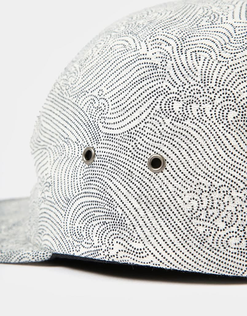 The Quiet Life Waves 5 Panel Camper Cap - Black/White