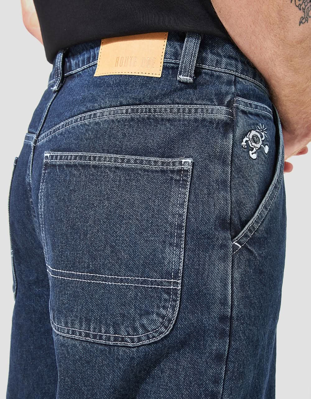 Route One Super Baggy Denim Jeans - Dark Wash