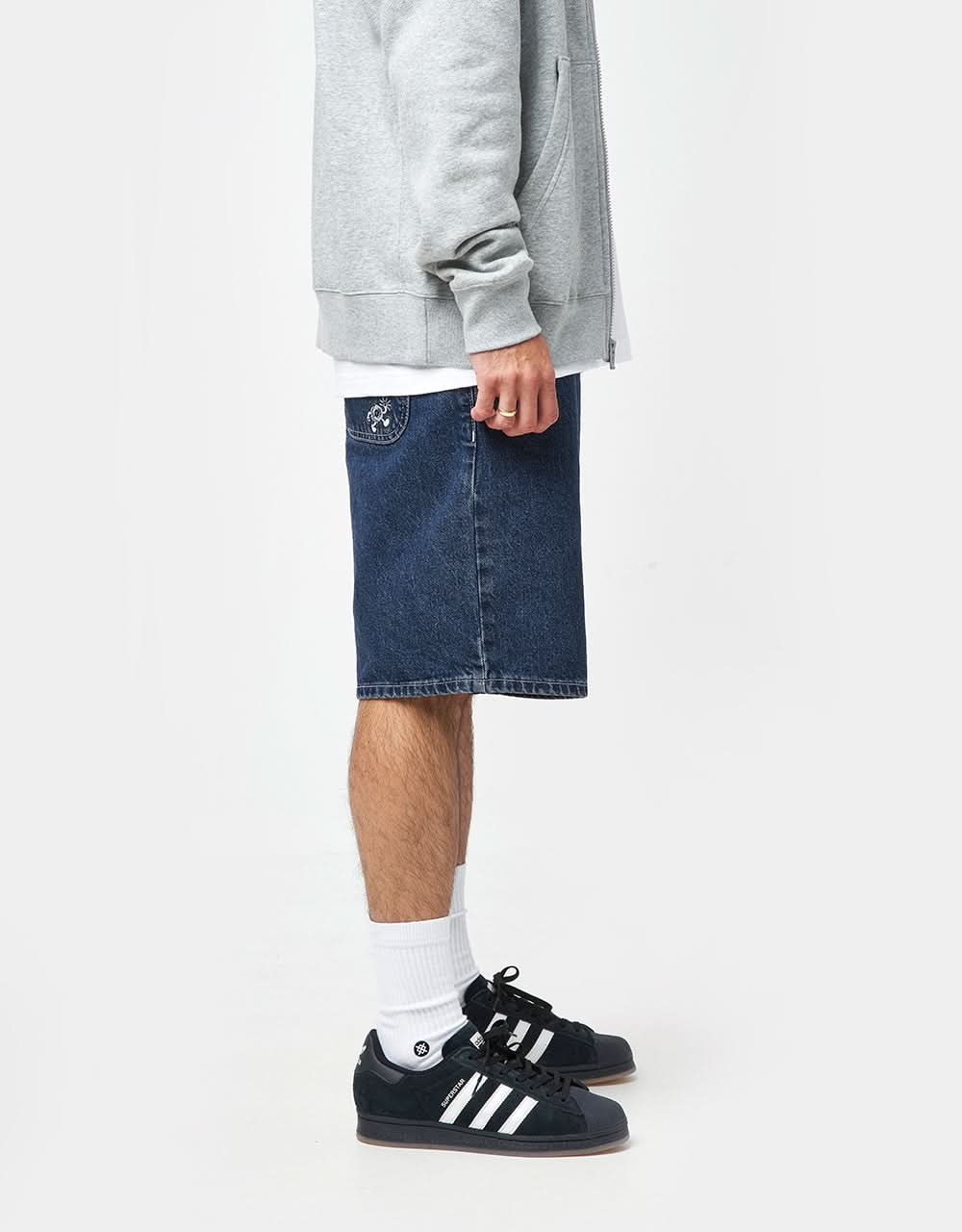 Route One Super Baggy OG Denim Shorts - Dark Wash