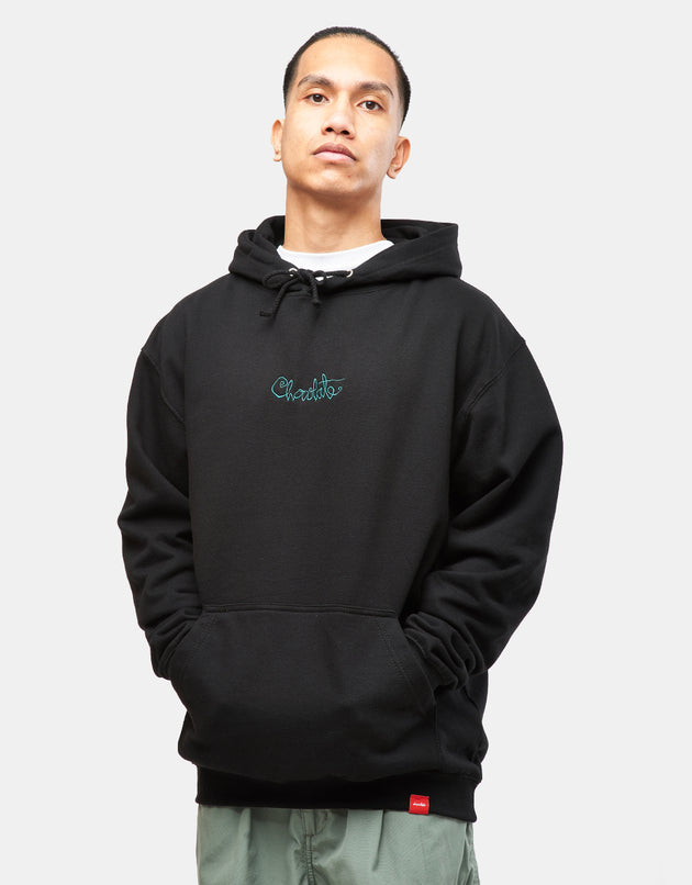 Sudadera con capucha y texto bordado Chocolate 94 - Negro