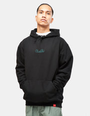 Chocolate 94 Embroidered Script Pullover Hoodie - Black