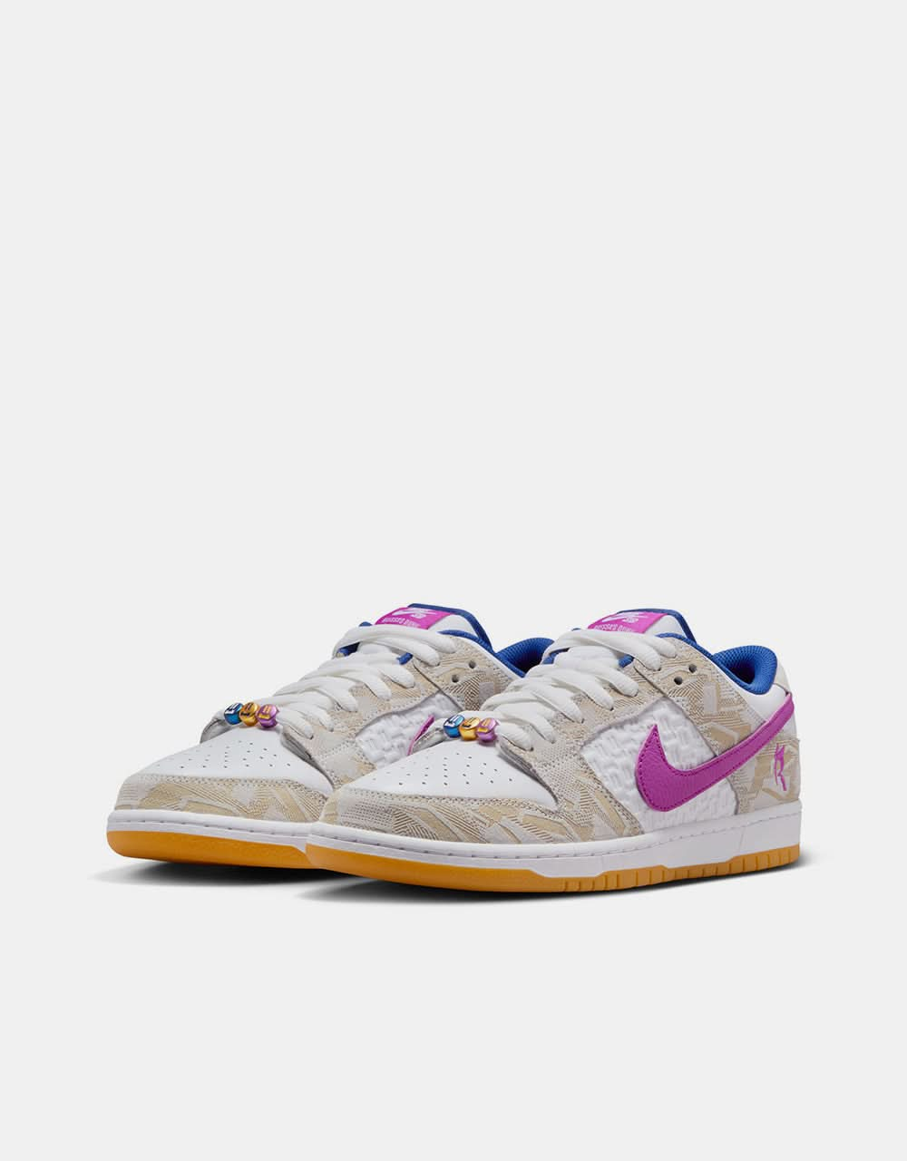 Scarpe da skate Nike SB 'Rayssa' Dunk Low Premium QS - Platino puro/Blu reale intenso/Viola vivo/Bianco/Giallo gomma