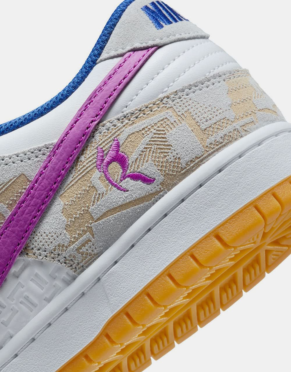 Nike SB „Rayssa“ Dunk Low Premium QS Skateschuhe – Pure Platinum/Deep Royal Blue/Vivid Purple/White/Gum Yellow