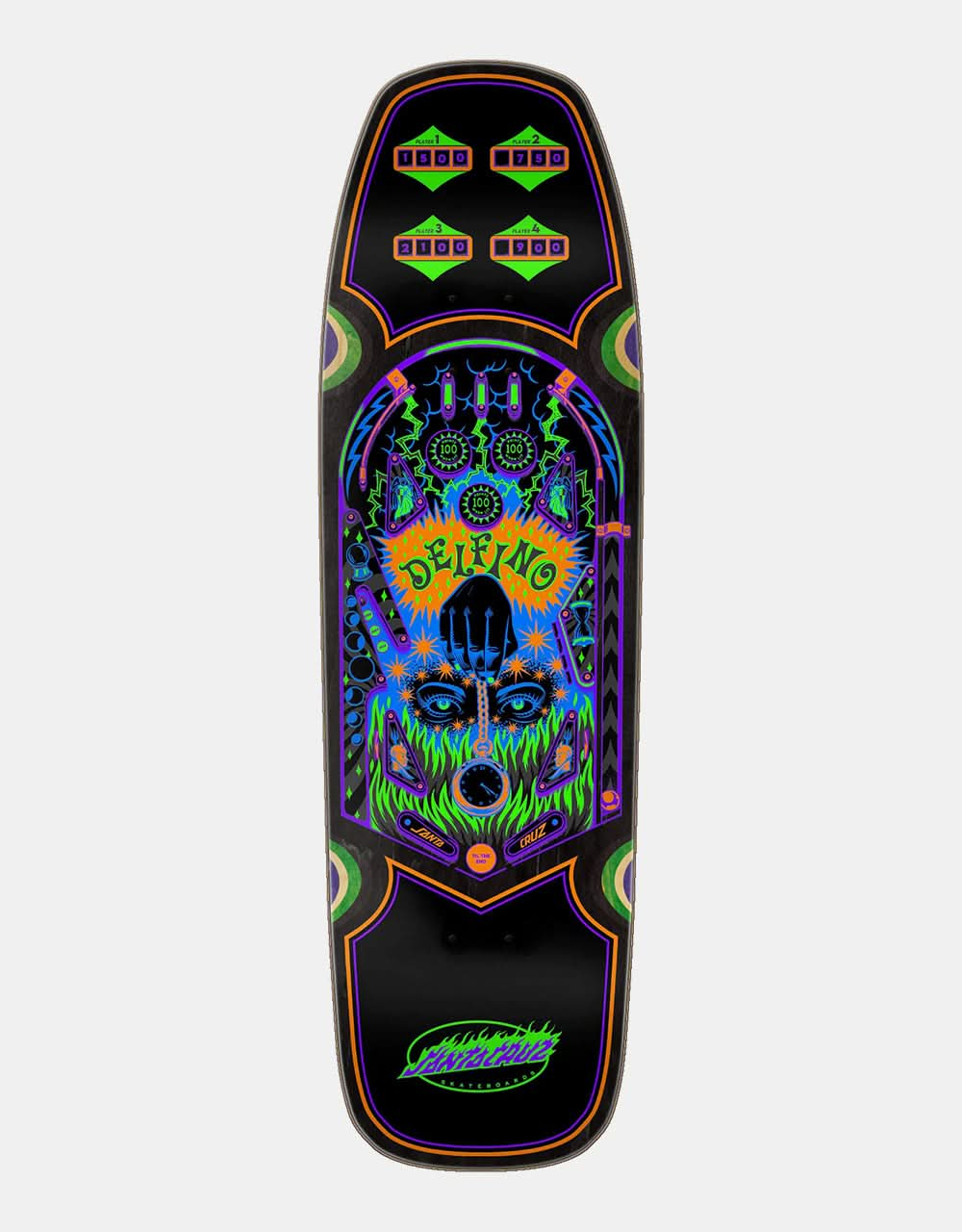 Santa Cruz Delfino Pinball Shaped Skateboard Deck - 9.14"