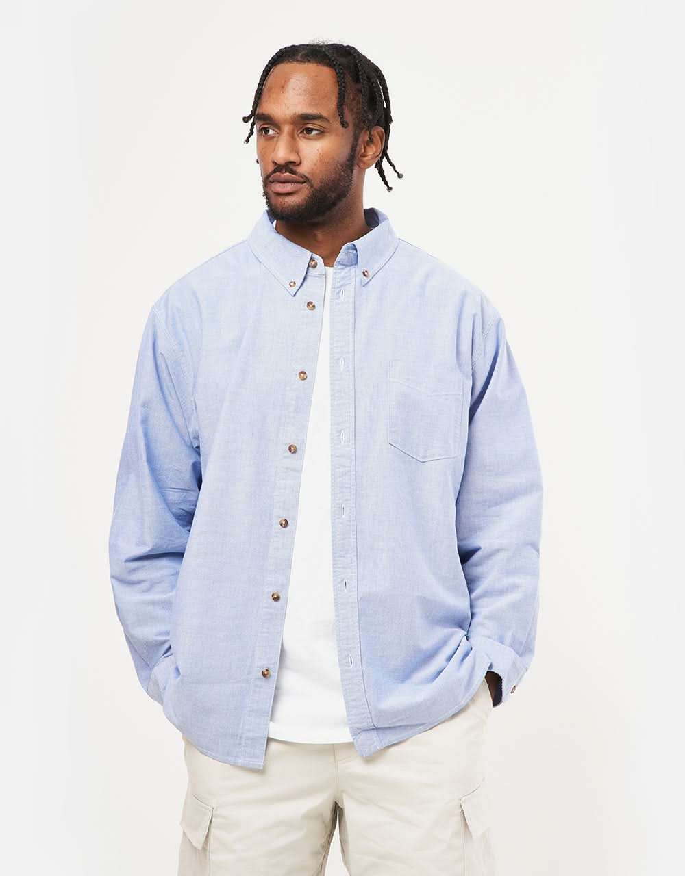 Nike SB Oxford Buttondown Shirt - White/Game Royal/Football Grey