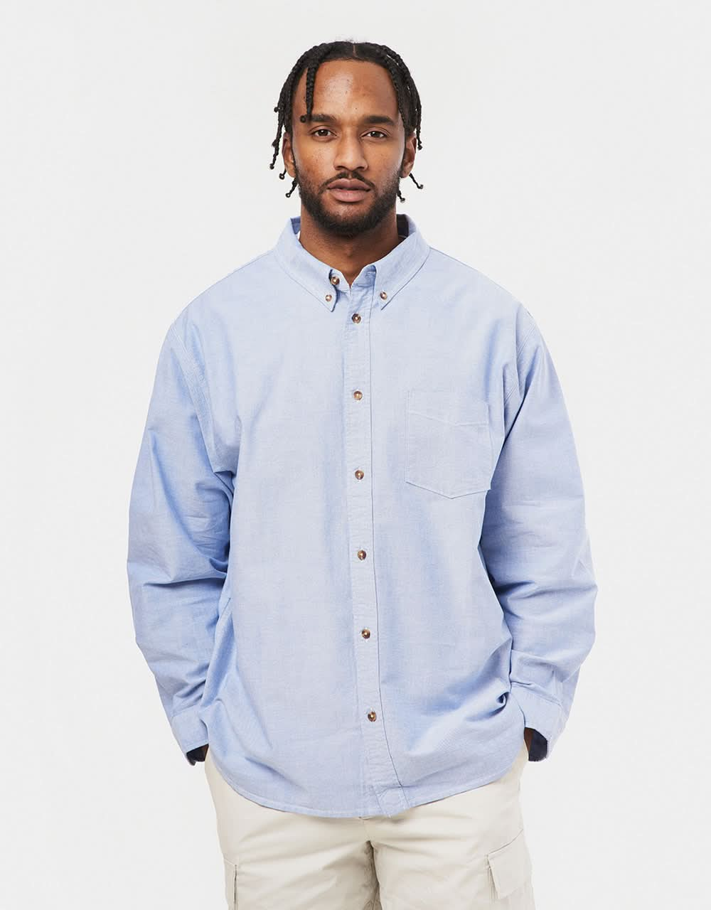 Camisa Nike SB Oxford con botones - Blanco/Royal juego/Gris fútbol