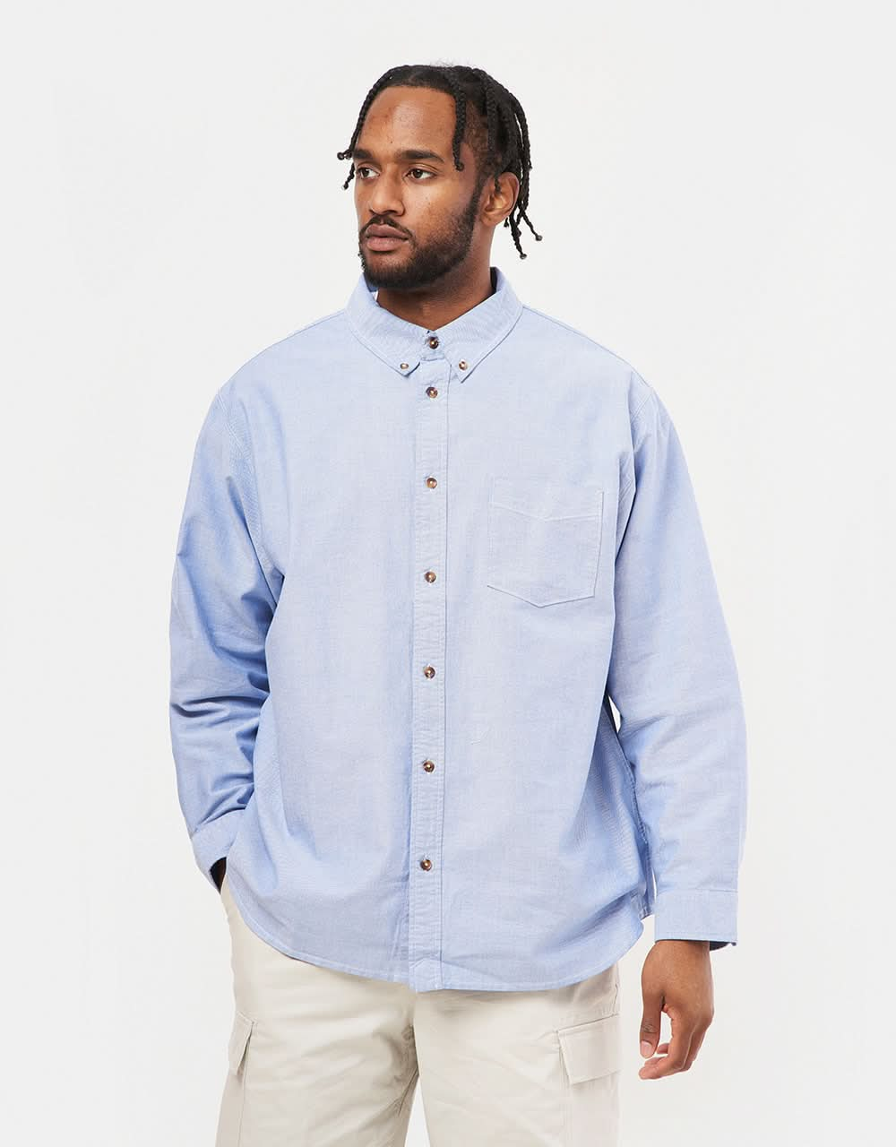 Nike SB Oxford Buttondown Chemise - Blanc/Game Royal/Gris Football