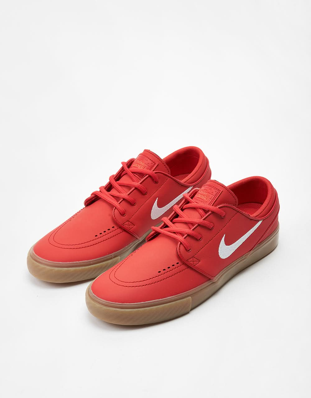 Nike SB Zoom Janoski ISO Zapatos de skate - Rojo universitario/Blanco-Rojo universitario-Marrón claro goma