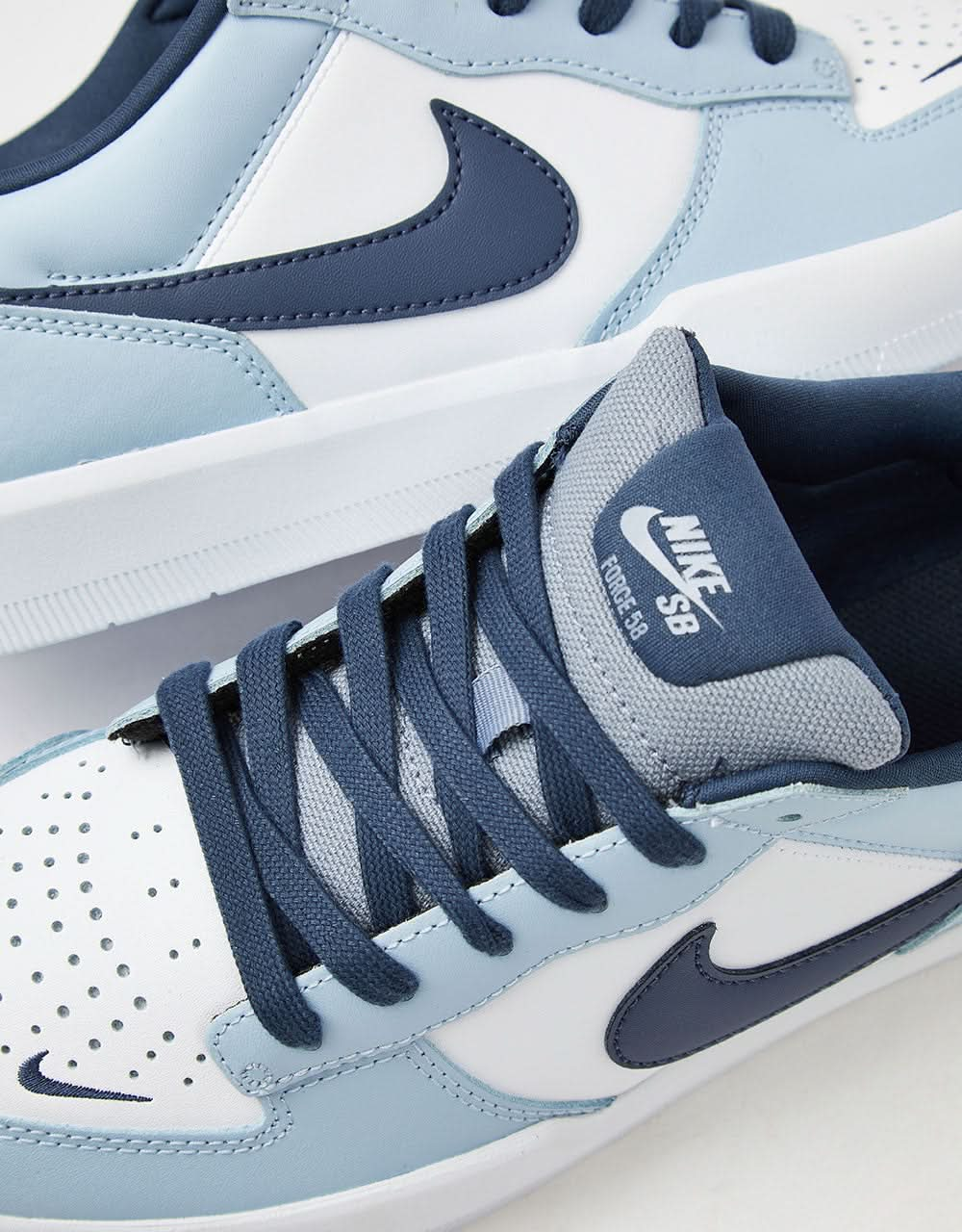 Nike SB Force 58 Premium Leather Skate Shoes - White/Thunder Blue-White-Ashen Slate