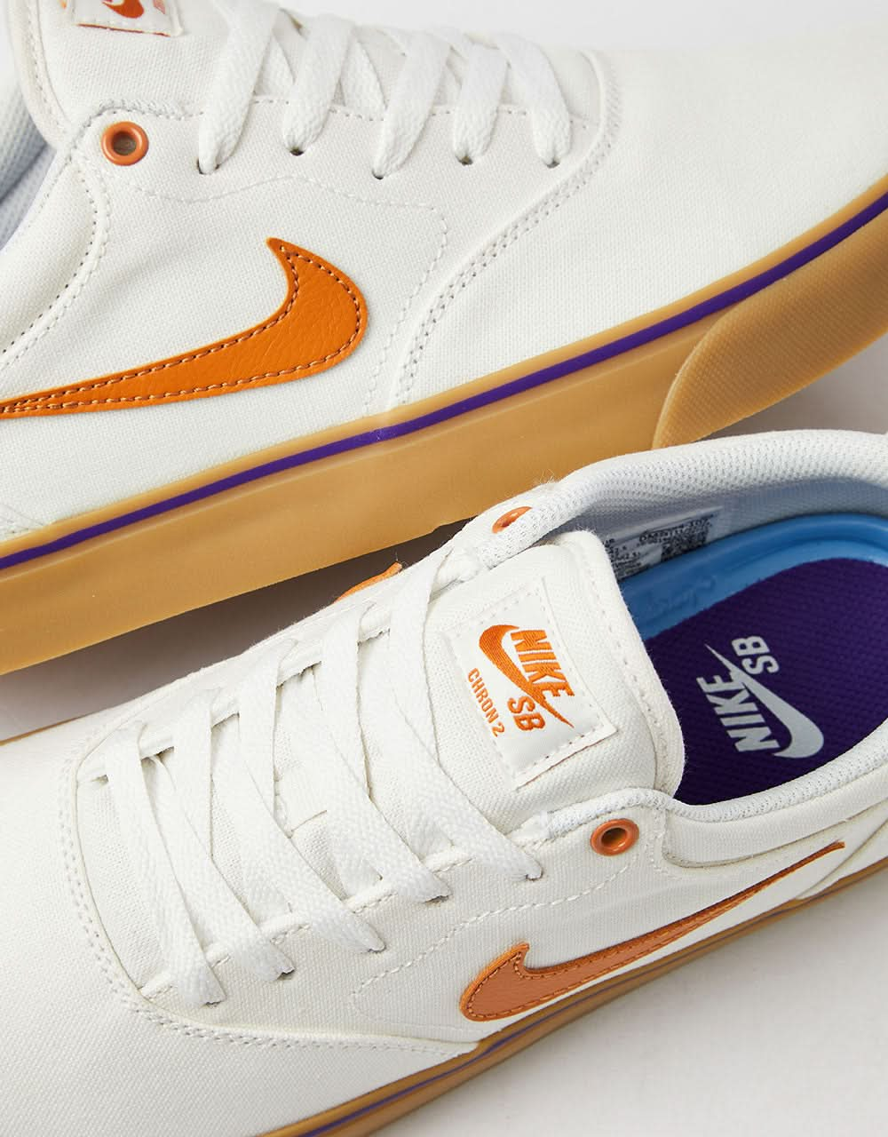 Nike SB Chron 2 Canvas Skate Shoes - Summit White/Monarch-Summit White-Gum Lt Brown-Field Purple