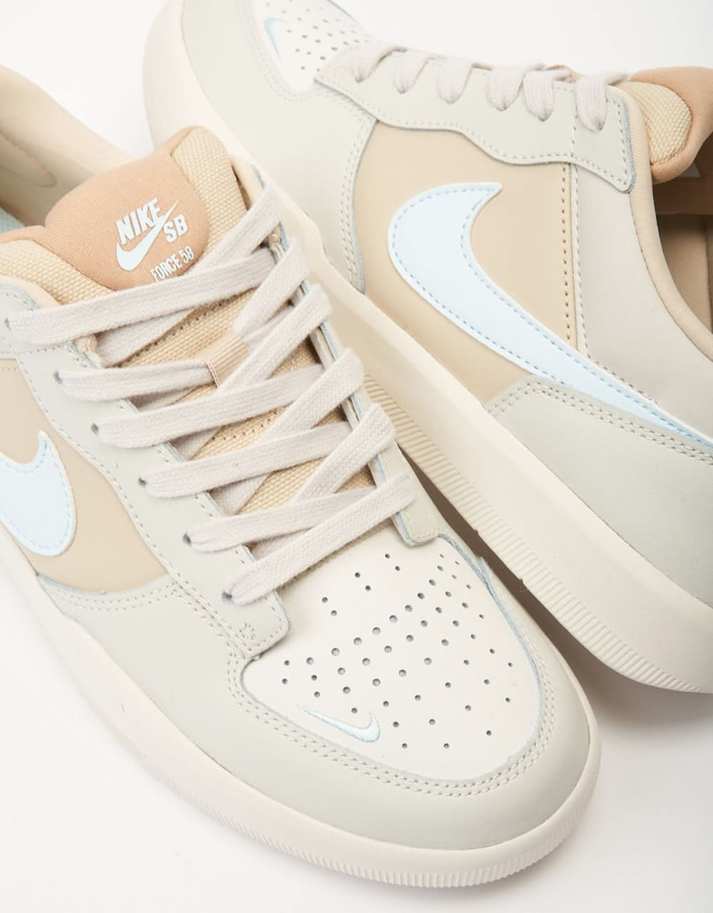 Nike SB Force 58 Premium Leather Skate Chaussures - Lt Bone/Glacier Bleu-Sanndrift-Hemp-Phantom