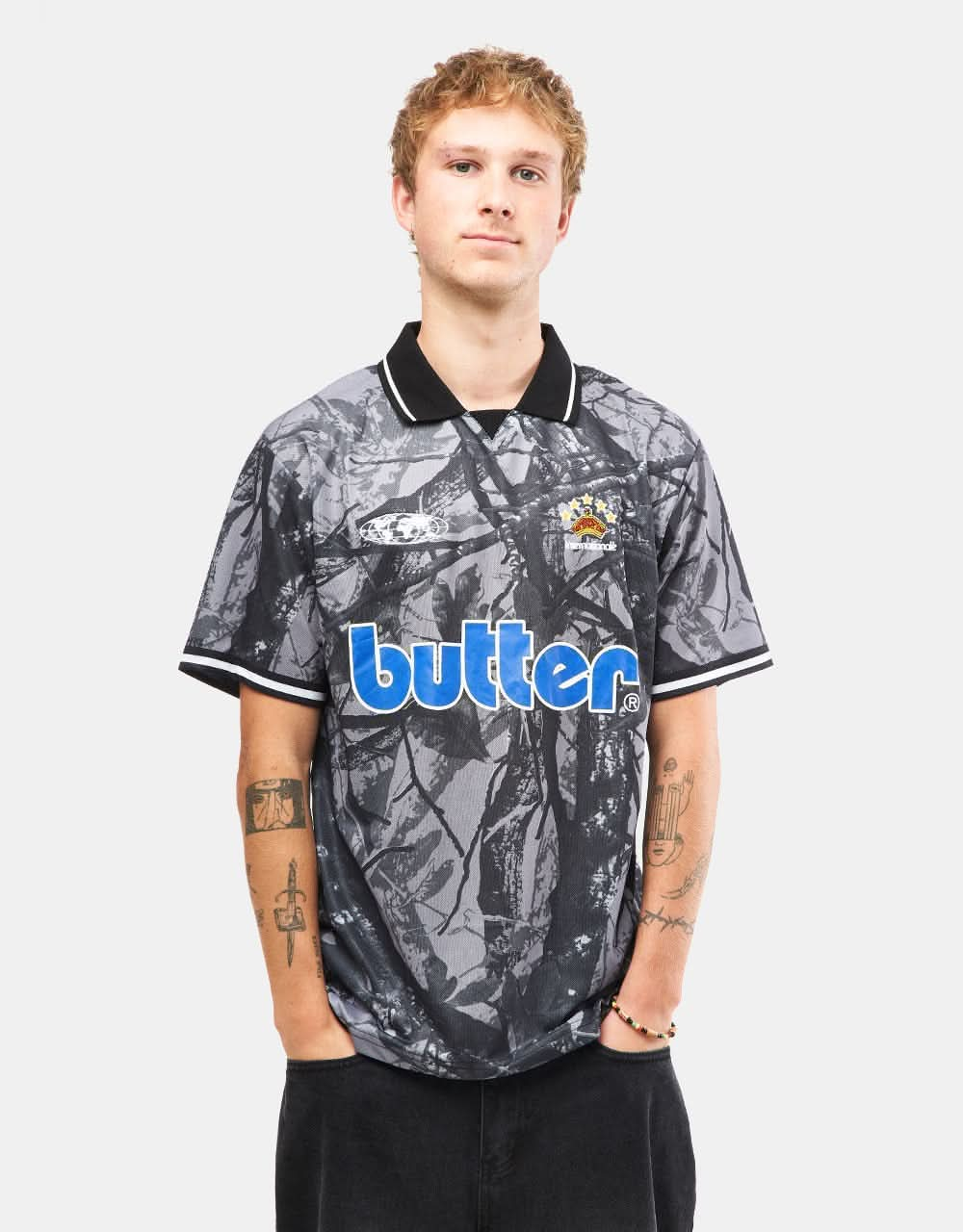 Butter Goods Foliage Camo Jersey - Black