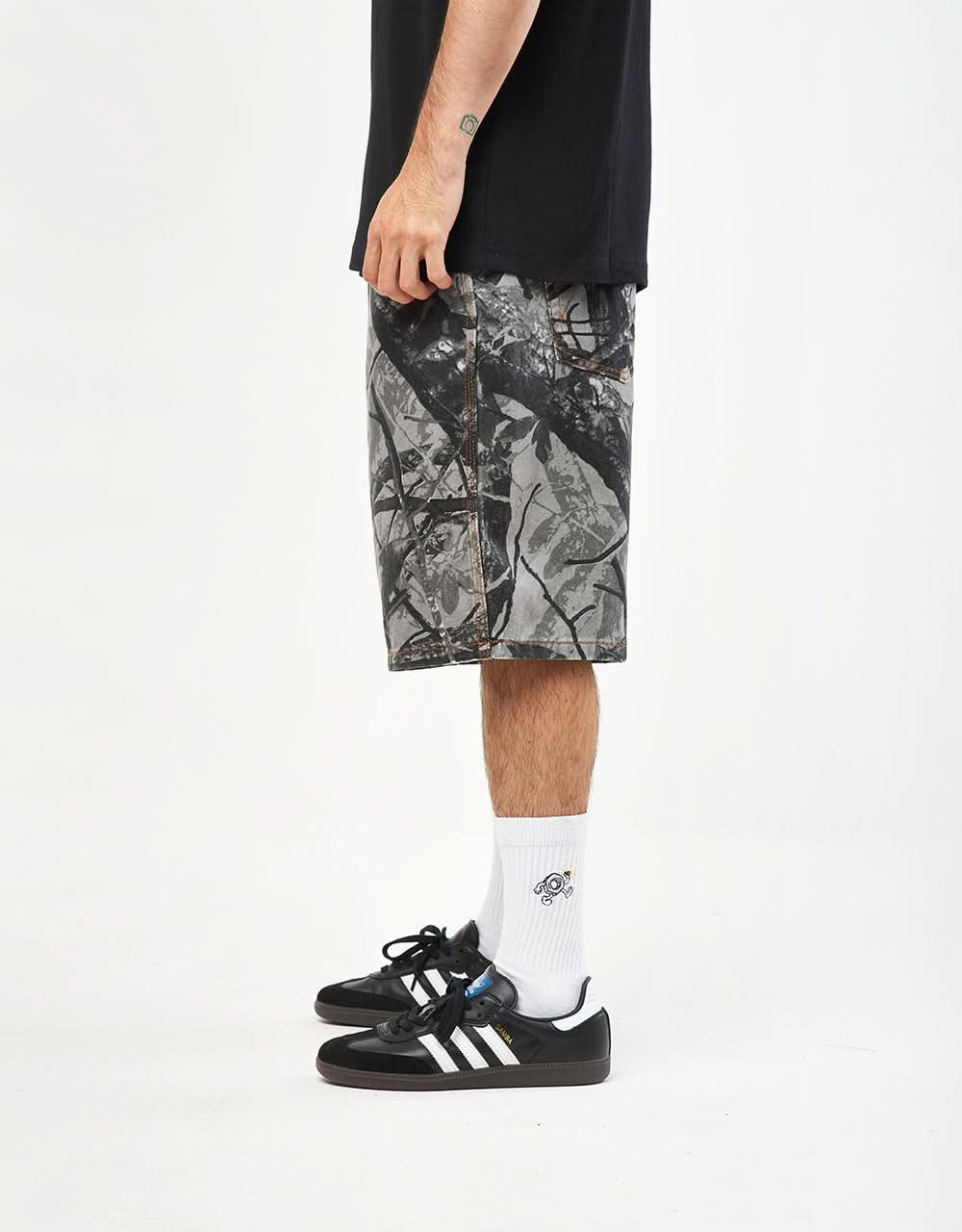 Butter Goods Foliage Camo Denim Shorts - Black