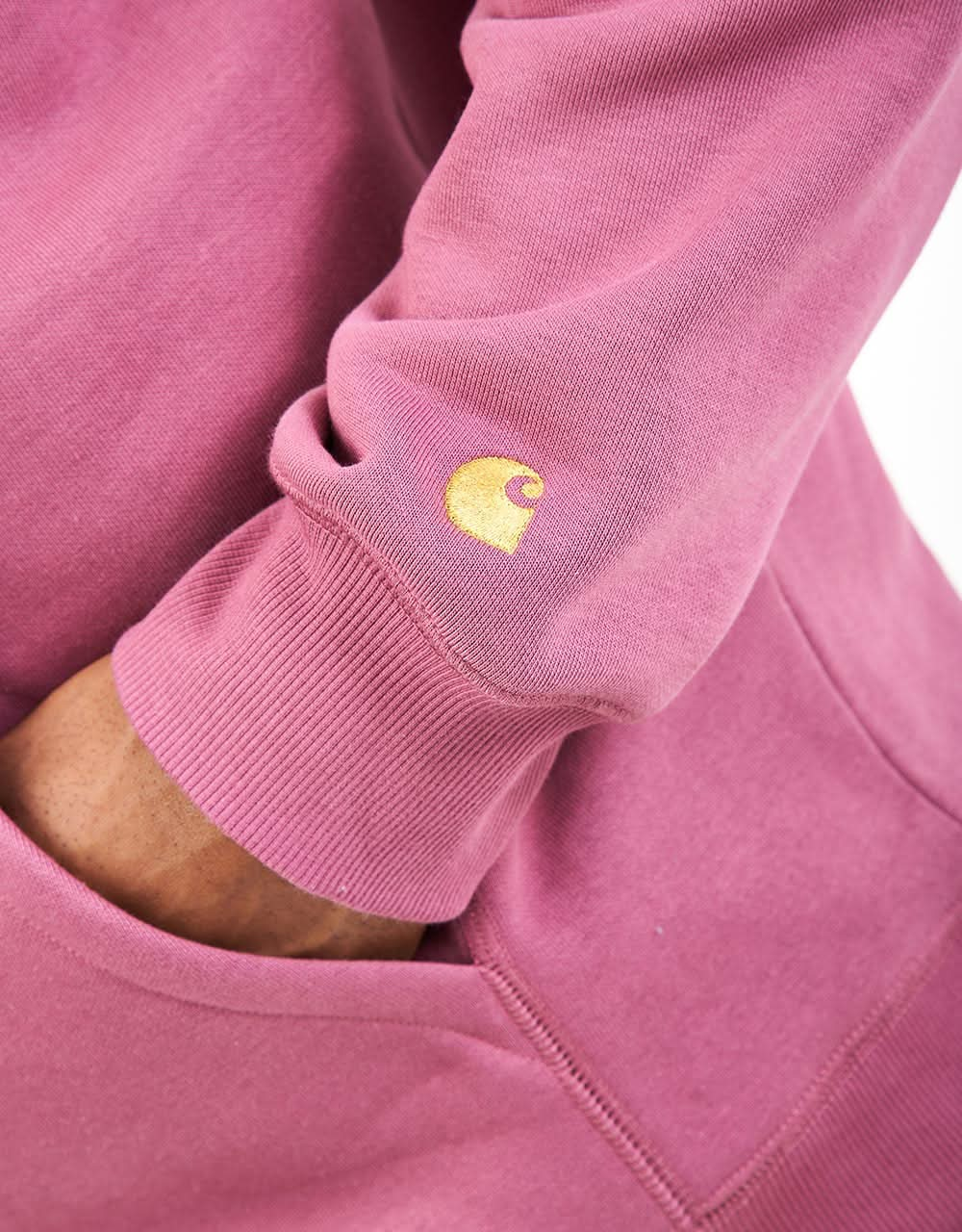 Carhartt WIP Hooded Chase Sweatshirt - Dusty Fuchsia/Gold