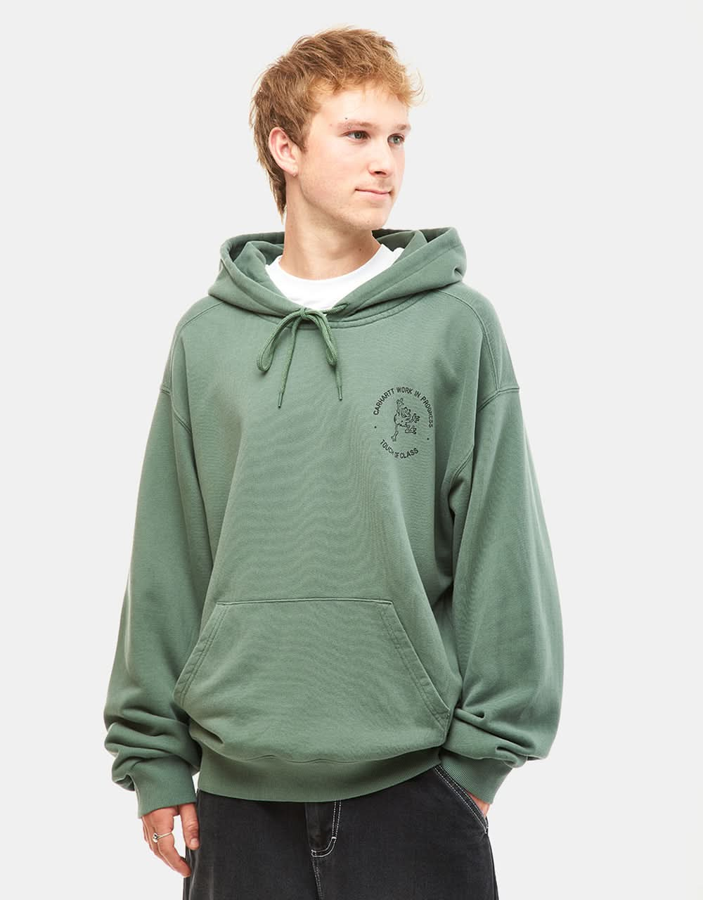 Carhartt WIP Hooded Stamp Sweatshirt - Duck Green/Black