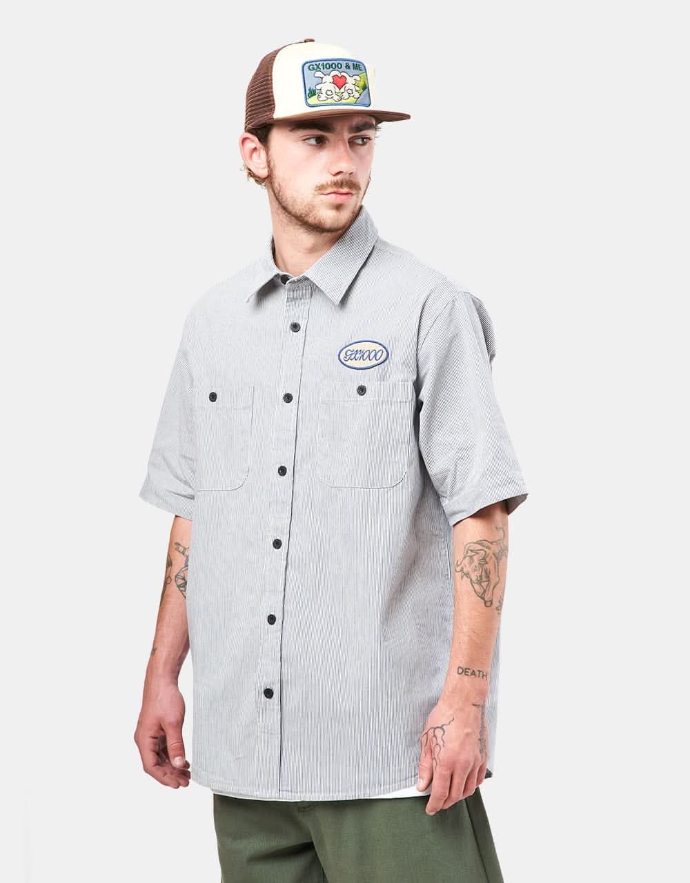 GX1000 Railroad Stripe S/S Shirt - White Striped