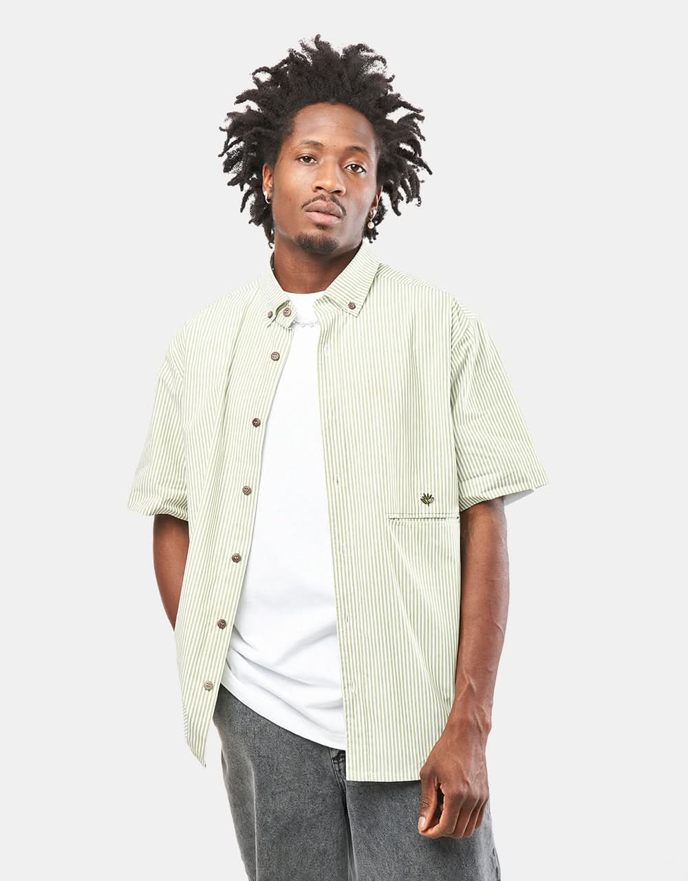 Magenta Oxford Striped Shirt - Green