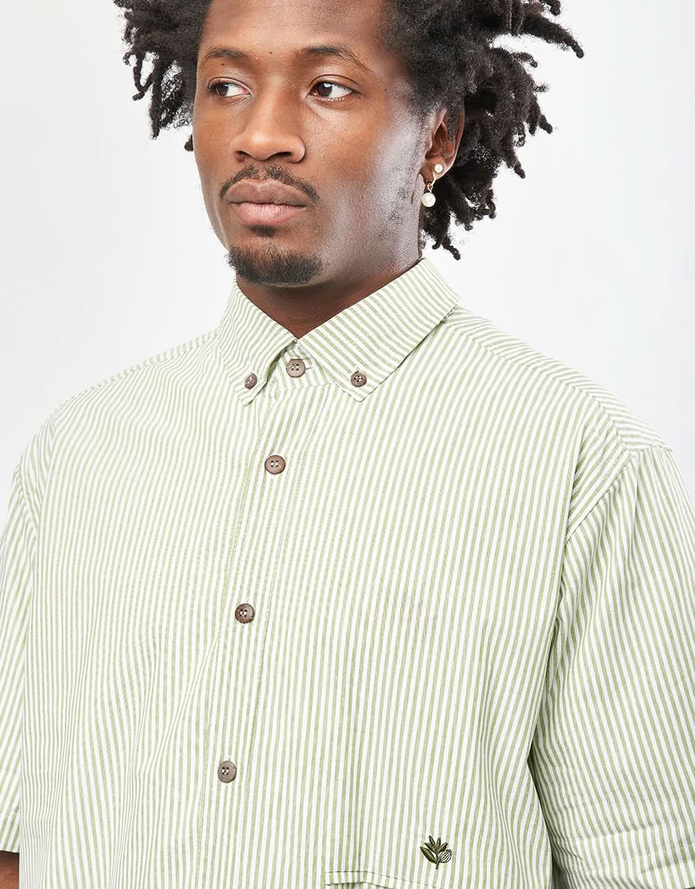 Magenta Oxford Striped Shirt - Green